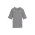 TOM TAILOR Damen Ripp T-Shirt mit Streifenmuster, blau, Gestreift, Gr. XXL