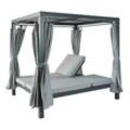 Lounge-Gartenliege MCW-J66, XL Sonnenliege Bali-Liege Doppelliege Outdoor-Bett, 10cm-Polster aus Olefin Alu ~ grau