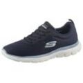 Sneaker SKECHERS "FLEX APPEAL 4.0 BRILLINAT VIEW", Damen, Gr. 35, blau (navy), Textil, Lederimitat, sportlich, Schuhe, Freizeitschuh, Halbschuh, Schnürschuh mit Air Cooled Memory Foam, Topseller