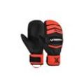 Fäustlinge REUSCH "Worldcup Warrior Team Mitten", Damen, Gr. 10,5, schwarz (schwarz, rot), 50% Ziegenleder, 50% Polyester, mehrfarbig, klassisch, Handschuhe, in sportlichem Design