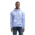 Hoodie TOM TAILOR DENIM, Herren, Gr. L, blau (brunnera blau), Sweatware, Obermaterial: 70% Baumwolle, 30% Polyester, bedruckt, casual, relaxed fit taillenbedeckt, Langarm Bündchen, Sweatshirts, mit Logo Print