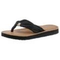 Zehentrenner TOMMY HILFIGER "TH ELEVATED BEACH SANDAL", Damen, Gr. 35, schwarz, Textil, sportlich, Schuhe Zehentrenner, Sommerschuh, Bequemschuh, Flats, Schlappen mit TH-Schmuckelement