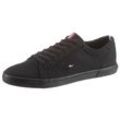 Sneaker TOMMY HILFIGER "H2285ARLOW 1D", Herren, Gr. 47, schwarz (schwarz, schwarz), Textil, unifarben, sportlich, Schuhe, mit seitlichem Logoflag, Freizeitschuh, Halbschuh, Schnürschuh