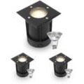 LED Bodeneinbaustrahler Schwarz eckig 230V IP67 - Leuchtmittel: GU10 5W 2700K DI...