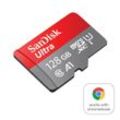 SANDISK Speicherkarte "microSDXC Ultra, + SD-Adapter für Chromebooks", grau, 128 GB, Speicherkarten