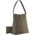 Shopper VIVANCE, Damen, Gr. B/H/T: 30cm x 35cm x 14cm, grün (oliv), Lederimitat, unifarben, Strukturmuster, Taschen, mit kleiner Innentasche, Handtasche, Schultertasche VEGAN