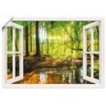 Wandbild ARTLAND "Fensterblick - Wald mit Bach", weiß, B:130cm H:90cm, Canvas, Leinwand, Bilder, als Leinwandbild, Poster, Wandaufkleber in verschied. Größen