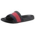 Badepantolette TOMMY HILFIGER "RUBBER TH FLAG POOL SLIDE", Herren, Gr. 39, bunt (schwarz, rot, weiß), Gummi, sportlich, Schuhe Badelatschen Pantolette, Sommerschuh, Poolslides, Schlappen, für Bad und Strand