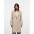 Langmantel VERO MODA "VMVINCEMARI COAT GA BOO", Damen, Gr. L (40), beige (oatmeal detail:melange), Jersey, Obermaterial: 100% Polyester, meliert, modisch, regular fit knielang, V-Ausschnitt, Langarm, Mäntel