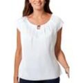 Shirttop "HERMANN LANGE Collection Satintop Sophie", Damen, Gr. 38, weiß, 100% Polyester, HERMANN LANGE COLLECTION, klassisch, Rundhals, Tops