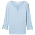 TOM TAILOR Damen Langarmshirt mit Bio-Baumwolle, blau, Gestreift, Gr. XXL