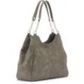 Henkeltasche VIVANCE, Damen, Gr. B/H/T: 34cm x 30cm x 16cm, grau, Lederimitat, unifarben, Taschen, mit silberfarbenen Details, Schultertasche, Shopper, Handtasche VEGAN