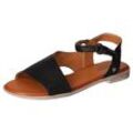 Sandale MUSTANG SHOES, Damen, Gr. 37, schwarz, Lederimitat, casual, Schuhe, Sommerschuh, Sandalette, Riemchensandale in asymmetrischer Form