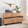 FineBuy Sideboard Massivholz Akazie 150 cm Anrichte Highboard Kommode Schrank