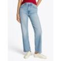 Straight-Jeans TOMMY JEANS "Layla High Rise Slim Straight", Damen, Gr. 26, Länge 32, blau (denim light), Denim/Jeans, Obermaterial: 81% Baumwolle, 18% Lyocell, 1% Elasthan, unifarben, casual, slim fit knöchellang, Jeans, in Knöchellänge