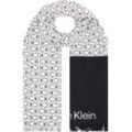 Schal CALVIN KLEIN "MONOGRAM COTTON GAUZE STOLE", Damen, schwarz, hellweiß, Baumwolle, gemustert, casual, Modetücher, mit Logomuster