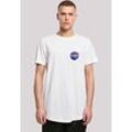 T-Shirt F4NT4STIC "NASA Classic Insignia Chest Logo White", Herren, Gr. M, weiß, Obermaterial: 100% Baumwolle, casual, regular fit, Rundhals, Kurzarm ohne Bündchen, Shirts, Herren,Premium Merch,Lang,Longshirt,Bedruckt