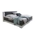 Boxspringbett 180 x 200cm LED grauweiß Kunstleder Doppelbett Ehebett