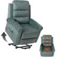 Fernsehsessel MCW-K63, Relaxsessel, Liegefunktion Aufstehhilfe Massage Heizfunktion, Stoff 220g/m² Chenille ~ blau-grün