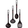 Kochbesteck-Set TEFAL "Ingenio", rot (schwarz, rot, edelstahlfarben), Kunststoff, Silikon, Edelstahl, Kochbesteck-Sets, Passierlöffel/Kochlöffel/Pfannenwender/Schöpfkelle, spülmaschinenfest