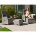 Gartenlounge-Set KONIFERA "Monaco", grau, Polyrattan, Sitzmöbel-Sets, Gartenmöbel-Set, Polyrattan, Rückenlehnen stufenlos verstellbar