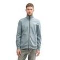 Sweatjacke TOM TAILOR, Herren, Gr. L, grau (grau mint), Sweatware, Obermaterial: 70% Baumwolle, 30% Polyester, unifarben, casual, regular fit taillenbedeckt, ohne Ärmel Rippbündchen, Sweatjacken, mit Logo Stickerei