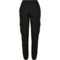 Jogginghose URBAN CLASSICS "Urban Classics Damen Ladies High Waist Cargo Sweat Pants", Damen, Gr. S, US-Größen, schwarz, 65% Baumwolle, 35% Polyester, unifarben, loose fit, Hosen