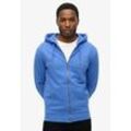 Kapuzensweatjacke SUPERDRY "ESSENTIAL LOGO ZIP HOODIE HB", Herren, Gr. XXL, blau (chambray blau), angeraute Sweatware, Obermaterial: 80% Baumwolle, 20% Polyester, unifarben, modisch, slim fit, Langarm Rippbündchen, Sweatjacken