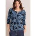 3/4-Arm-Shirt CECIL, Damen, Gr. L (42), blau (universal blau), Jersey, Obermaterial: 50% Baumwolle, 50% Modal, bedruckt, casual, regular fit taillenbedeckt, U-Boot-Ausschnitt, 3/4-Ärmel gerader Abschluss, Shirts, mit All-Over Print