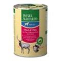 REAL NATURE Original Nassfutter für Hunde Adult Hirsch & Huhn 24x400 g