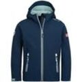 Softshelljacke TROLLKIDS "KIDS TROLLFJORD JACKET", Kinder, Gr. 164, blau (navy, aqua), Obermaterial: 94% Polyester, 6% Elasthan, sportlich, Jacken