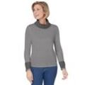 Rollkragenpullover CLASSIC BASICS "Rollkragen-Pullover", Damen, Gr. 48, grau (steingrau, schwarz, gemustert), 100% Polyacryl, gemustert, mehrfarbig, gestreift, Langarm, Pullover