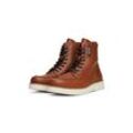 Schnürboots TOMMY HILFIGER "TH AMERICAN PREM CHECK LTH BOOT", Herren, Gr. 44, braun (cognac), Leder, unifarben, modisch, Schuhe, Plateau, Herbstmode, Schnürstiefelette mit Label