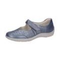 Riemchenballerina WALDLÄUFER "HENNI", Damen, Gr. 4 (37), blau (jeansblau), Veloursleder, metallic, sportlich, Schuhe, Keilabsatz, Halbschuh, Komfortschuh mit Perforation, Weite H