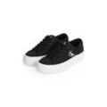 Plateausneaker CALVIN KLEIN JEANS "VULC FLATFORM LOW CV MG", Damen, Gr. 40, schwarz-weiß (schwarz, weiß), Textil, sportlich, Schuhe, Schnürschuh, Freizeitschuh, Halbschuh mit seitlichem Logo