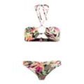 Triangel-Bikini ROXY "Printed Beach Classics", Damen, Gr. L, Cup B, anthrazit palm song s, 87% recyceltes Nylon, 13% Elastan, Bikini-Sets