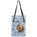 Umhängetasche DOGO "Damen Tall Bag Hello My Hooman Vegan Damen Handtaschen (Fashion)", Damen, Gr. B/H/T: 40cm x 34cm x 10cm OneSize, blau, Lacklederimitat, Taschen, Vegan