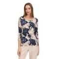 3/4-Arm-Shirt BETTY BARCLAY "Betty Barclay Basic Shirt mit Print", Damen, Gr. 36, blau (dunkelblau, nature), Jersey, Obermaterial: 95% Viskose, 5% Elasthan., casual, tailliert normal, Rundhals, 3/4-Ärmel, Shirts, Druck