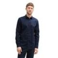 Langarmhemd TOM TAILOR, Herren, Gr. L, N-Gr, blau (sky captain blau), Obermaterial: 97% Baumwolle, 3% Elasthan, unifarben, casual, tailliert taillenbedeckt, Langarm Manschette, Hemden, mit Logo Stickerei