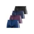 Boxer H.I.S "Boxershorts für Herren", Herren, Gr. S, bunt (blau, navy, lila, schwarz), Jersey, Obermaterial: 95% Baumwolle, 5% Elasthan, unifarben mit Farbeinsatz, Unterhosen, mit kontrastfarbigen Streifen an den Seiten