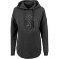 Kapuzenpullover MERCHCODE "Merchcode Damen Ladies Linkin Park OML Oversize Hoody", Damen, Gr. L, grau (charcoal), 60% Baumwolle, 40% Polyester, unifarben, casual, normal, ohne Ausschnitt, Langarm, Pullover Hoodie Sweatshirt