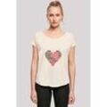 T-Shirt F4NT4STIC "I love you 01001001 Binary Code Herz Valentinstag", Damen, Gr. L, weiß (sandweiß), Obermaterial: 100% Baumwolle, casual, regular fit, Rundhals, Kurzarm ohne Bündchen, Shirts, Premium Qualität