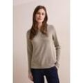 Strickpullover CECIL, Damen, Gr. L (42), beige (oak wood beige heather melange), Web, 60% Baumwolle, 40% Polyester, unifarben, casual, normal normal, Rundhals, Langarm Bündchen, Pullover, im soften Baumwoll-Mix