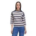 Sweatshirt BETTY BARCLAY "Betty Barclay Sweatshirt mit Kragen", Damen, Gr. 36, beige (nature, dunkelblau), Steppware, Obermaterial: 85% Baumwolle, 12% Polyester, 3% Elasthan., casual, gerade hüftlang, Langarm, Sweatshirts, Muster