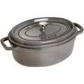 Bräter STAUB "Cocotte", grau (graphit, grau), B:23cm H:15,5cm L:35cm Ø:29cm, Töpfe, robust, langlebig, perfekte Hitzeverteilung, Aromaregen-Deckel