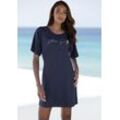 Sleepshirt VIVANCE DREAMS, Damen, Gr. 32/34, N-Gr, blau (dunkelblau), Single Jersey, Obermaterial: 60% Baumwolle, 40% Polyester, unifarben, bedruckt, feminin, bequem ca. Mitte Oberschenkel, Rundhals, Kurzarm abgesteppt, Kleider, mit schönem Frontprint