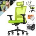 KESSER® Bürostuhl mit verstellbaren Armlehnen Drehstuhl mit Lendenwirbelstütze Rückenschonend Schreibtischstuhl ergonomisch mit Kopfstütze Office Chair Wippfunktion bis 125° mit 5x Gummirollen