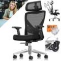 KESSER® Bürostuhl mit verstellbaren Armlehnen Drehstuhl mit Lendenwirbelstütze Rückenschonend Schreibtischstuhl ergonomisch mit Kopfstütze Office Chair Wippfunktion bis 125° mit 5x Gummirollen