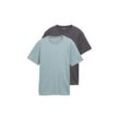 TOM TAILOR Herren Basic T-Shirts im 2er-Pack, grün, Uni, Gr. XXL