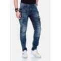 5-Pocket-Jeans CIPO & BAXX "Jeans", Herren, Gr. 30, Länge 34, blau, 98% Baumwolle;2% Elasthan, unifarben, casual, slim fit lang, Jeans, in schmaler Passform, CD-369